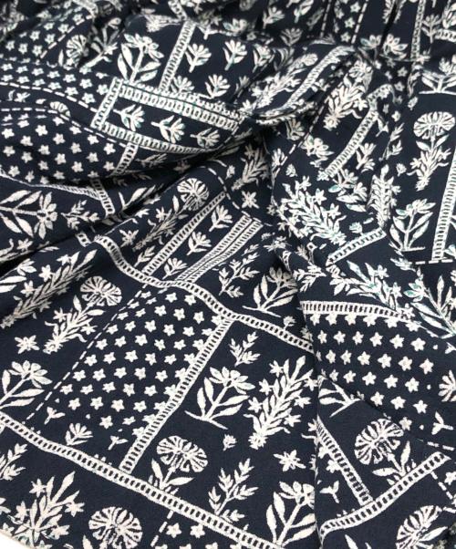 ne quittez pas（ヌキテパ）ne quittez pas (ヌキテパ) クリンプ コットンパッチワーク シャツドレス ネイビー サイズ:Mの古着・服飾アイテム