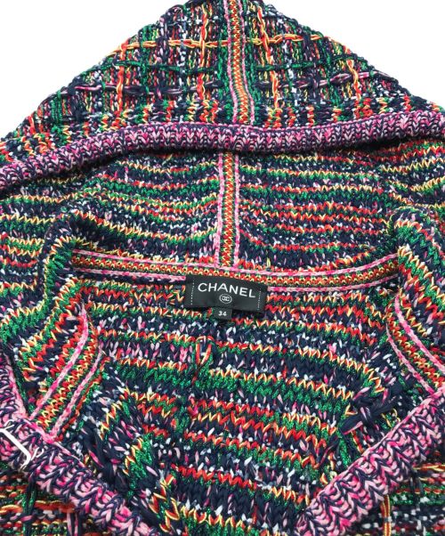 CHANEL（シャネル）CHANEL (シャネル) ツイードフーデッドノースリープロングパーカー マルチカラー サイズ:34の古着・服飾アイテム