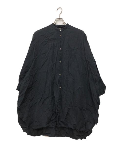 R&D.M.Co-OLDMAN'S TAILOR（オールドマンズテイラー）R&D.M.Co-OLDMAN'S TAILOR (オールドマンズテイラー) リネンバンドカラーシャツワンピース ブラック サイズ:下記参照の古着・服飾アイテム