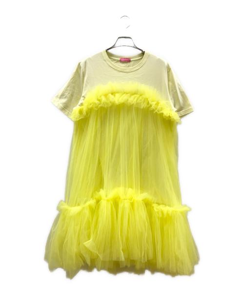 VIVIANO（ヴィヴィアーノ）VIVIANO (ヴィヴィアーノ) Firsthand (ファーストハンド) Gatehered Tulle T-shirt イエロー サイズ:Mの古着・服飾アイテム