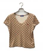 BURBERRY BLUE LABELバーバリーロンドンブルーレーベル）の古着「ノバチェックカットソー」｜ベージュ