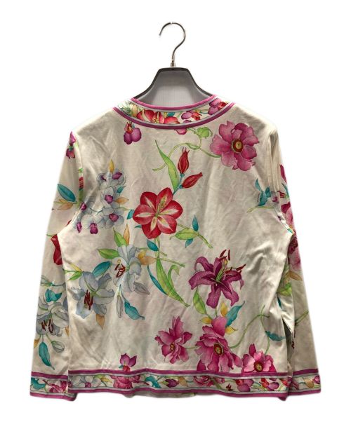 LEONARD（レオナール）LEONARD (レオナール) 花柄トリムカーディガン ピンク サイズ:11の古着・服飾アイテム