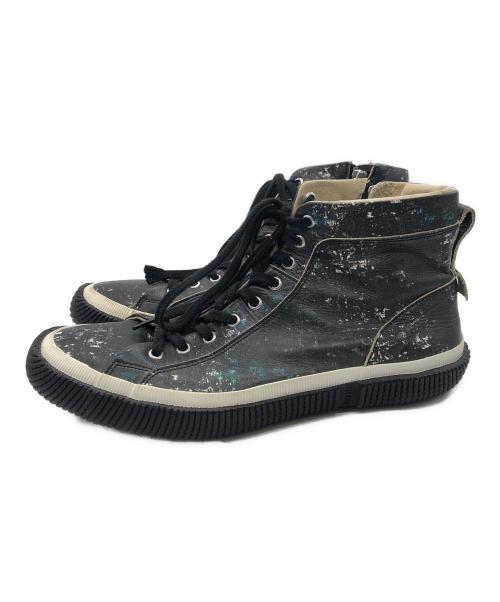 GROUND Y（グラウンドワイ）GROUND Y (グラウンドワイ) LEATHER SMOOTH HIGH-TOP SNEAKERS (レザースムースハイトップスニーカー) ブラック サイズ:LLの古着・服飾アイテム