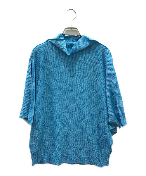 me ISSEY MIYAKE（ミーイッセイ ミヤケ）me ISSEY MIYAKE (ミーイッセイ ミヤケ) WAVE KNIT STRETCH PLEATS TOP ブルー サイズ:FREEの古着・服飾アイテム