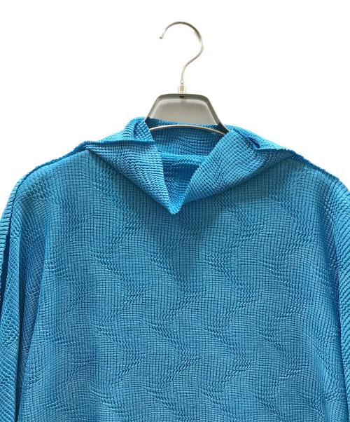 me ISSEY MIYAKE（ミーイッセイ ミヤケ）me ISSEY MIYAKE (ミーイッセイ ミヤケ) WAVE KNIT STRETCH PLEATS TOP ブルー サイズ:FREEの古着・服飾アイテム