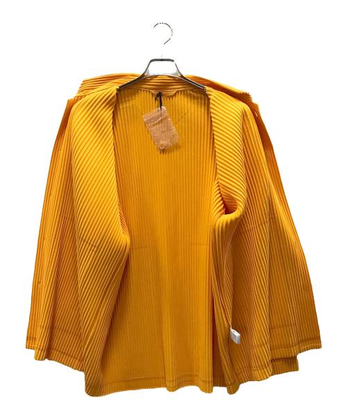HOMME PLISSE ISSEY MIYAKE（オム プリッセ イッセイ ミヤケ）HOMME PLISSE ISSEY MIYAKE (オムプリッセ イッセイ ミヤケ) プリーツ加工 スタンドカラー シャツ オレンジ サイズ:3の古着・服飾アイテム