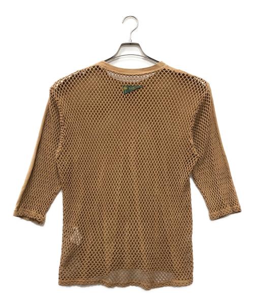 KAPITAL（キャピタル）KAPITAL (キャピタル) ムラ染め 天竺 メッシュ 切替 Tシャツ ブラウン サイズ:Mの古着・服飾アイテム