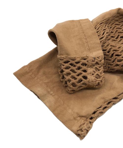 KAPITAL（キャピタル）KAPITAL (キャピタル) ムラ染め 天竺 メッシュ 切替 Tシャツ ブラウン サイズ:Mの古着・服飾アイテム