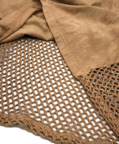 KAPITAL（キャピタル）KAPITAL (キャピタル) ムラ染め 天竺 メッシュ 切替 Tシャツ ブラウン サイズ:Mの古着・服飾アイテム