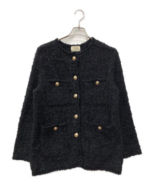 UNITED ARROWS TOKYO（ユナイテッドアローズトウキョウ）UNITED ARROWS TOKYO (ユナイテッドアローズトウキョウ) ツイードモールパイピングカーディガン ブラック サイズ:下記参照の古着・服飾アイテム