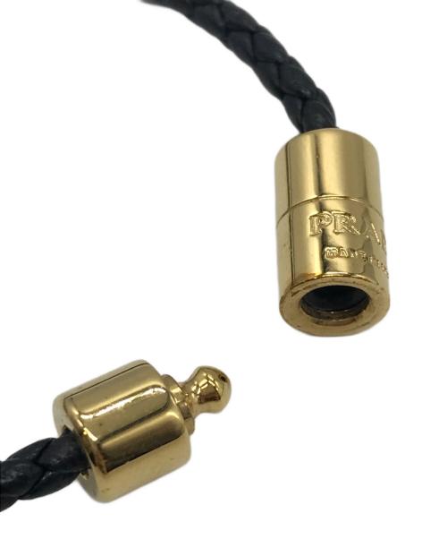 PRADA（プラダ）PRADA (プラダ) ナッパレザー三角ロゴプレートブレスレット ゴールド サイズ:下記参照の古着・服飾アイテム