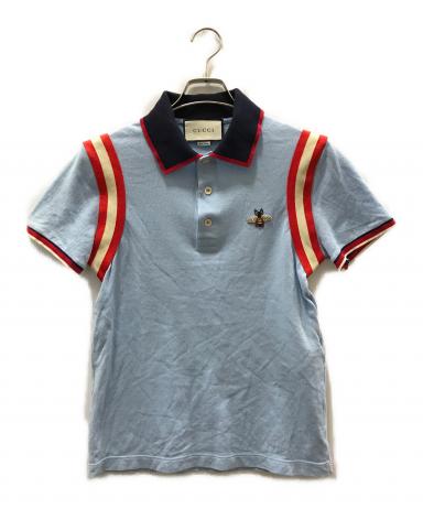 中古・古着通販】GUCCI (グッチ) bee ボーリング半袖ポロシャツ ブルー