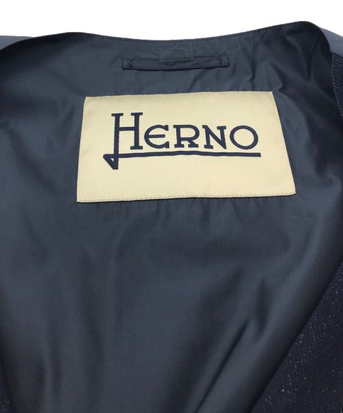 HERNO（ヘルノ）HERNO (ヘルノ) ナイロン切替ニットカーディガン ネイビー サイズ:48の古着・服飾アイテム