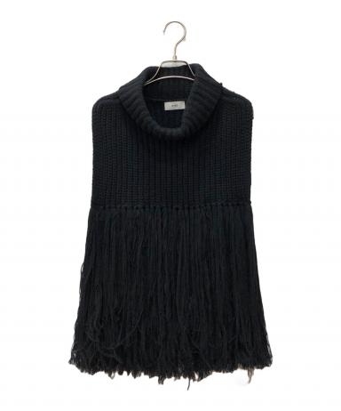 中古・古着通販】HYKE (ハイク) フリンジニットベスト ブラック サイズ