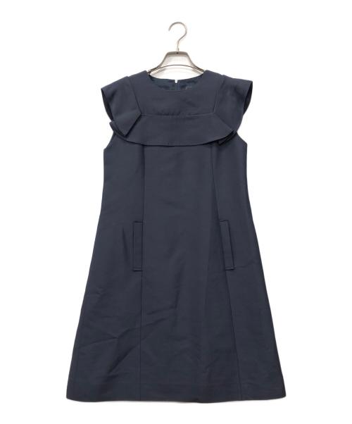 FOXEY（フォクシー）FOXEY (フォクシー) シルクウール フリルドレス ネイビー サイズ:38の古着・服飾アイテム