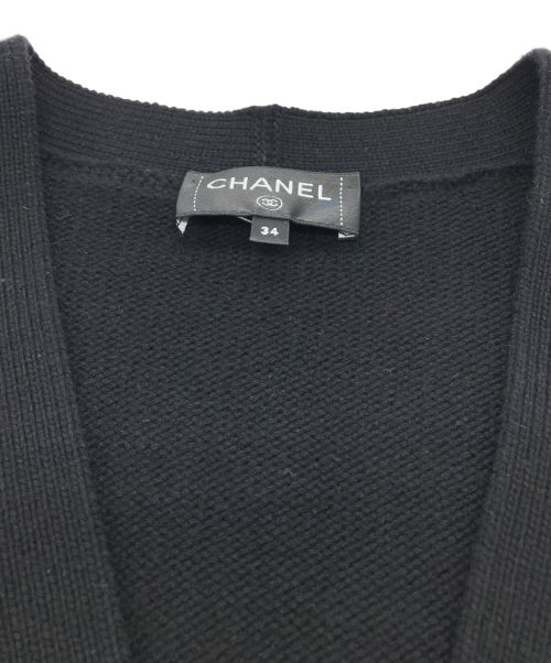 CHANEL（シャネル）CHANEL (シャネル) フェザーファーココマーク カシミヤニットカーディガン ブラック サイズ:34の古着・服飾アイテム