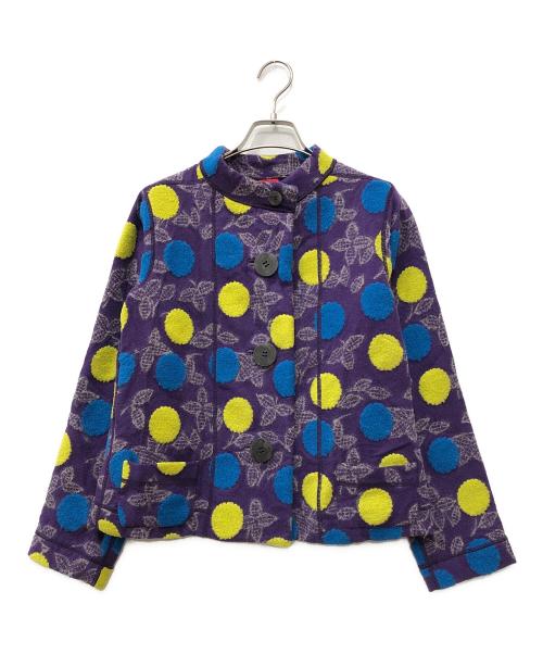 HaaT（ハート）Haat (ハート) 総柄バンドカラージャケット パープル サイズ:2の古着・服飾アイテム