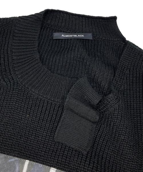 ALMOSTBLACK（オールモストブラック）ALMOSTBLACK (オールモストブラック) デザインニット ブラック サイズ:2の古着・服飾アイテム