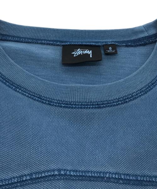 stussy（ステューシー）stussy (ステューシー) FOOTBALL CREW PIGMENT DYED COTTON ブルー サイズ:Sの古着・服飾アイテム