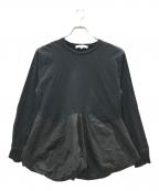 ENFOLDエンフォルド）の古着「SQUARE PEPLUM LONG-SLEEVES T-SHIRT」｜ブラック
