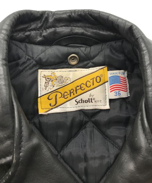 PERFECTO by Schott（パーフェクト バイ ショット）PERFECTO by Schott (パーフェクト バイ ショット) ダブルライダースジャケット ブラック サイズ:36の古着・服飾アイテム