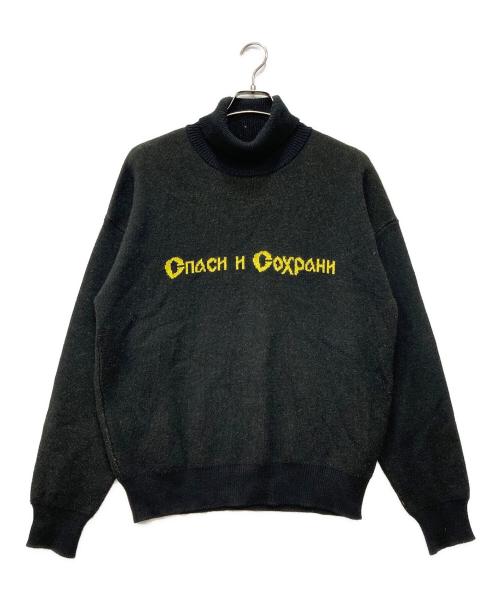 Gosha Rubchinskiy（ゴーシャラブチンスキー）Gosha Rubchinskiy (ゴーシャラブチンスキー) ロゴタートルネックニット ブラック サイズ:Mの古着・服飾アイテム
