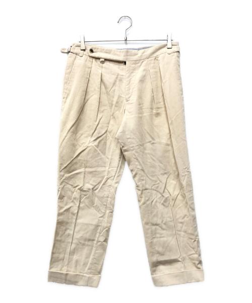 IGARASHI TROUSERS（イガラシ トラウザーズ）IGARASHI TROUSERS (イガラシ トラウザーズ) BEAMS F (ビームスエフ) 別注コーデュロイ 2プリーツ サイドアジャスター スラックス アイボリー サイズ:48の古着・服飾アイテム