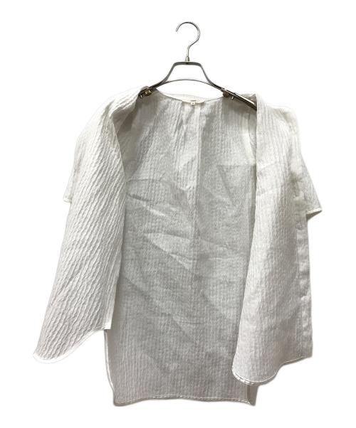 YORI（ヨリ）YORI (ヨリ) フクレリボンブラウス ホワイト サイズ:36の古着・服飾アイテム