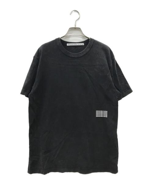 ALEXANDER WANG（アレキサンダー・ワン）ALEXANDER WANG (アレキサンダーワン) ハイツイストジャージー アシッドウォッシュTシャツ ブラック サイズ:Sの古着・服飾アイテム