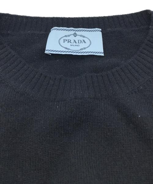 PRADA（プラダ）PRADA (プラダ) インターシャロゴ ウール カシミヤニット ネイビー サイズ:Mの古着・服飾アイテム