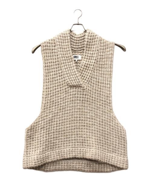 MM6 Maison Margiela（エムエムシックスメゾンマルジェラ）MM6 Maison Margiela (エムエムシックスメゾンマルジェラ) ワッフルニットオーバーベスト ベージュ サイズ:XSの古着・服飾アイテム