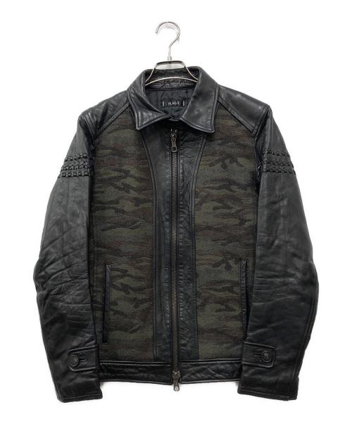 PLAG（プラグ）PLAG (プラグ) カモ柄レザージャケット ブラック サイズ:5の古着・服飾アイテム