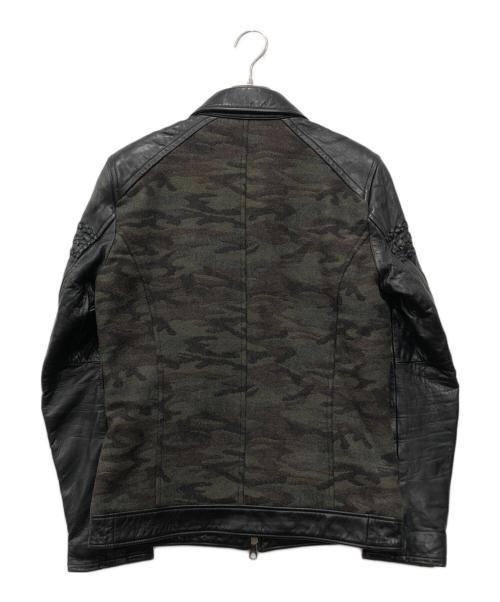 PLAG（プラグ）PLAG (プラグ) カモ柄レザージャケット ブラック サイズ:5の古着・服飾アイテム