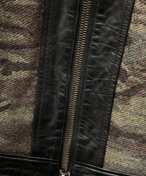 PLAG（プラグ）PLAG (プラグ) カモ柄レザージャケット ブラック サイズ:5の古着・服飾アイテム
