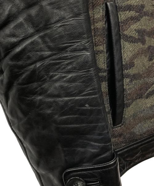 PLAG（プラグ）PLAG (プラグ) カモ柄レザージャケット ブラック サイズ:5の古着・服飾アイテム