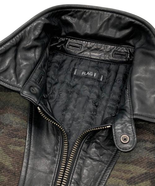PLAG（プラグ）PLAG (プラグ) カモ柄レザージャケット ブラック サイズ:5の古着・服飾アイテム
