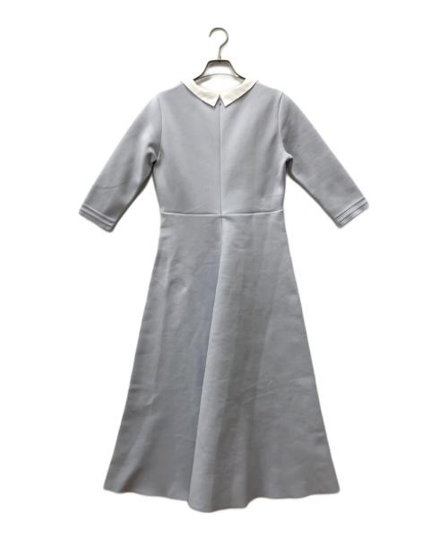 M Maglie le cassetto（エム マーリエ ル カセット）M Maglie le cassetto (エム マーリエ ル カセット) アシメントリー襟ボンディングワンピース ブルー サイズ:Mの古着・服飾アイテム