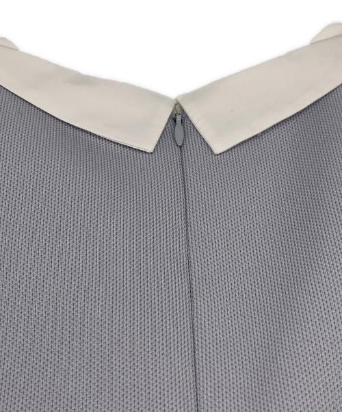 M Maglie le cassetto（エム マーリエ ル カセット）M Maglie le cassetto (エム マーリエ ル カセット) アシメントリー襟ボンディングワンピース ブルー サイズ:Mの古着・服飾アイテム