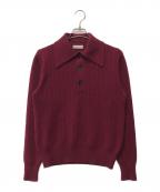 ETROエトロ）の古着「ビックカラーウールニットポロシャツ」｜ブラウン