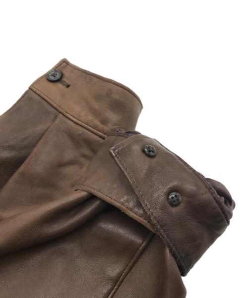 POLO RALPH LAUREN（ポロ・ラルフローレン）POLO RALPH LAUREN (ポロ・ラルフローレン) ポニー刺繍ラムレザージャケット ブラウン サイズ:Mの古着・服飾アイテム