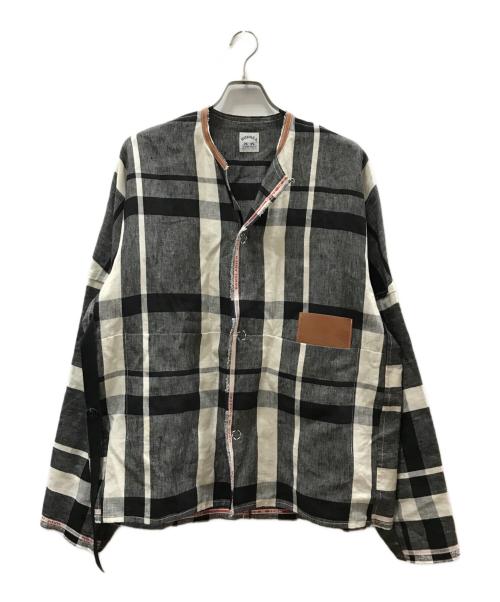 SUNSEA（サンシー）SUNSEA (サンシー) 27th／Bangladesh Linen Check w／耳 Blouson ブラック サイズ:3の古着・服飾アイテム