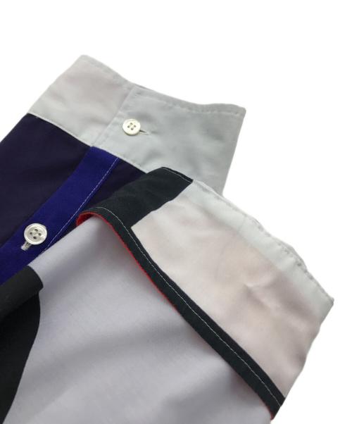 bodysong.（ボディソング）bodysong. (ボディソング) juvenile hall rollcall (ジュヴェナイルホールロールコール) オーバーサイズ切替えストライプシャツ ブルー サイズ:FREEの古着・服飾アイテム