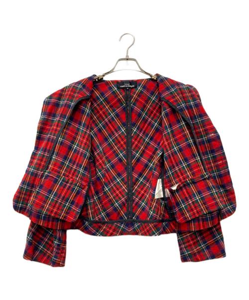 tricot COMME des GARCONS（トリココムデギャルソン）tricot COMME des GARCONS (トリココムデギャルソン) チェックパターンジャケット レッド サイズ:Sの古着・服飾アイテム