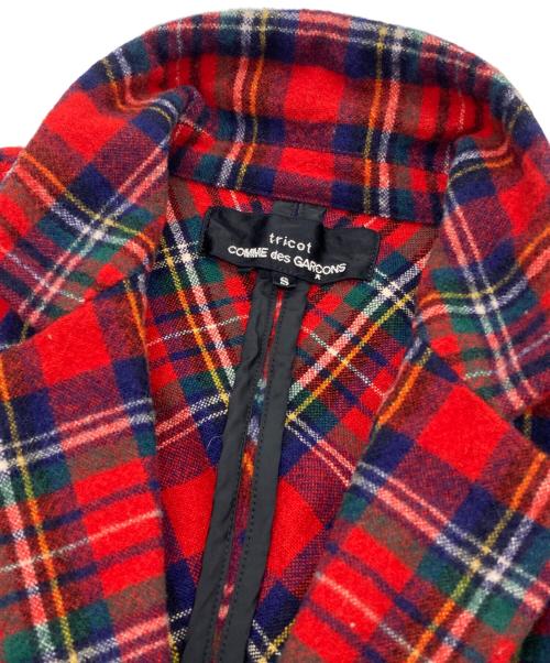 tricot COMME des GARCONS（トリココムデギャルソン）tricot COMME des GARCONS (トリココムデギャルソン) チェックパターンジャケット レッド サイズ:Sの古着・服飾アイテム