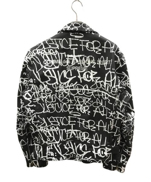 SUPREME（シュプリーム）SUPREME (シュプリーム) COMME des GARCONS SHIRT (コムデギャルソンシャツ) Schott (ショット) Painted Perfecto Leather Jacket ブラック サイズ:Lの古着・服飾アイテム