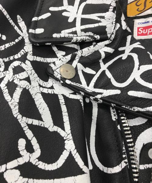 SUPREME（シュプリーム）SUPREME (シュプリーム) COMME des GARCONS SHIRT (コムデギャルソンシャツ) Schott (ショット) Painted Perfecto Leather Jacket ブラック サイズ:Lの古着・服飾アイテム