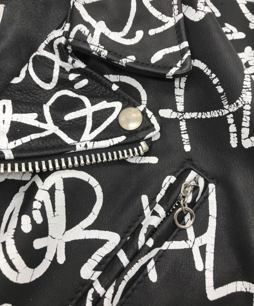 SUPREME（シュプリーム）SUPREME (シュプリーム) COMME des GARCONS SHIRT (コムデギャルソンシャツ) Schott (ショット) Painted Perfecto Leather Jacket ブラック サイズ:Lの古着・服飾アイテム