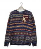 POLO RALPH LAURENポロ・ラルフローレン）の古着「総柄ワッペンニット」｜ネイビー