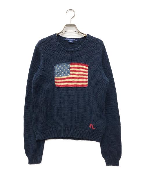 Ralph Lauren POLO SPORT（ラルフローレン ポロスポーツ）Ralph Lauren POLO SPORT (ラルフローレン ポロスポーツ) 星条旗柄ニット ネイビー サイズ:XLの古着・服飾アイテム