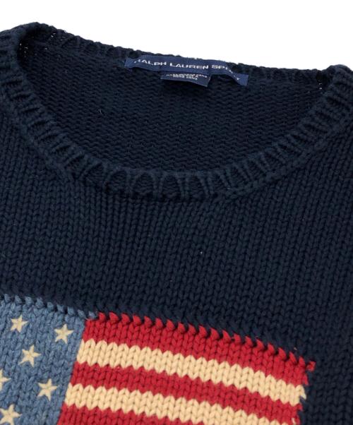 Ralph Lauren POLO SPORT（ラルフローレン ポロスポーツ）Ralph Lauren POLO SPORT (ラルフローレン ポロスポーツ) 星条旗柄ニット ネイビー サイズ:XLの古着・服飾アイテム